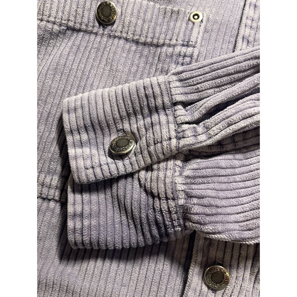 Vintage At Last & Co. Corduroy Shacket Adult L Gray Blue Button Up Long Sleeve - Picture 6 of 10